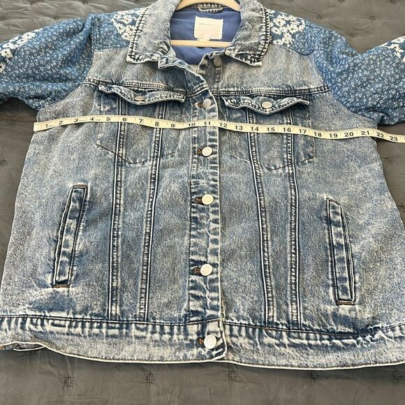 Anthropologie Avec Les Filles Floral Patchwork Denim Jacket Size XL - Picture 9 of 10